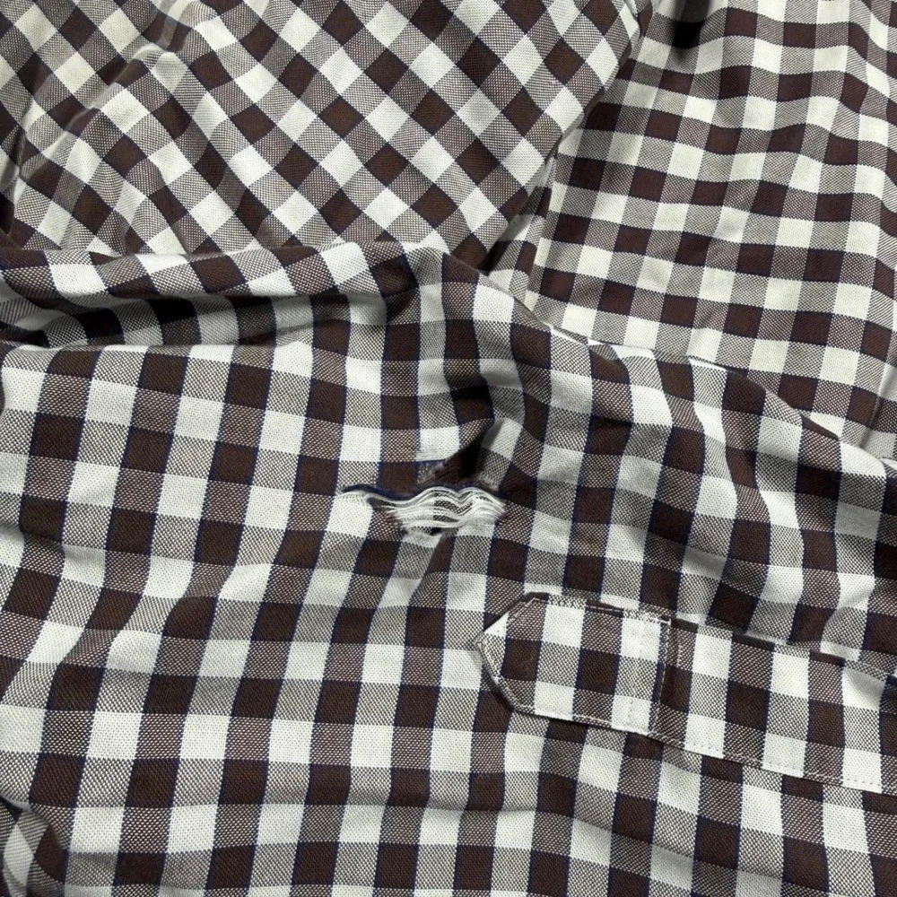 Brooks Brothers Brown Gingham Check Supima Cotton Chest Logo Button Shirt Size M